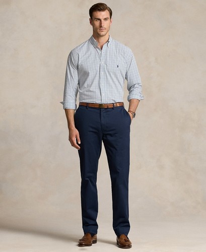 Polo Ralph Lauren Men Regular fit Long Sleeve Button-Up Shirt 2XLT Blue Check