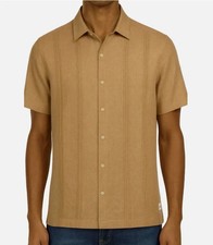 Scotch  Soda Men's Linen Blend Short Sleeve Woven Shirt, Tan, Size XXL