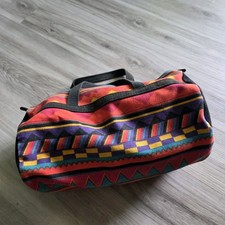 Vtg Duffle Bag Southwestern Aztec Print Canvas Made In USA Bell Atlantic