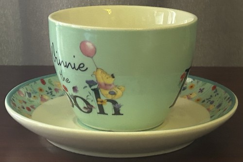 Disney’s Winnie The Pooh Light Blue Floral Pattern Teacup & Saucer Set RARE VGC - Foto 5 di 24