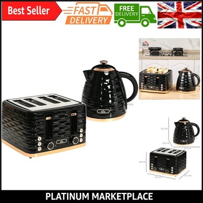 Wasserkocher & Toaster Set 3000W | Schnellkochend 1,7L & 4-Scheiben Toaster mit verstellbarem...
