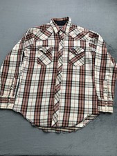 Vintage Wrangler Pearl Snap Long Sleeve Shirt Thick Mens L 16.5 x 35 Long Tails
