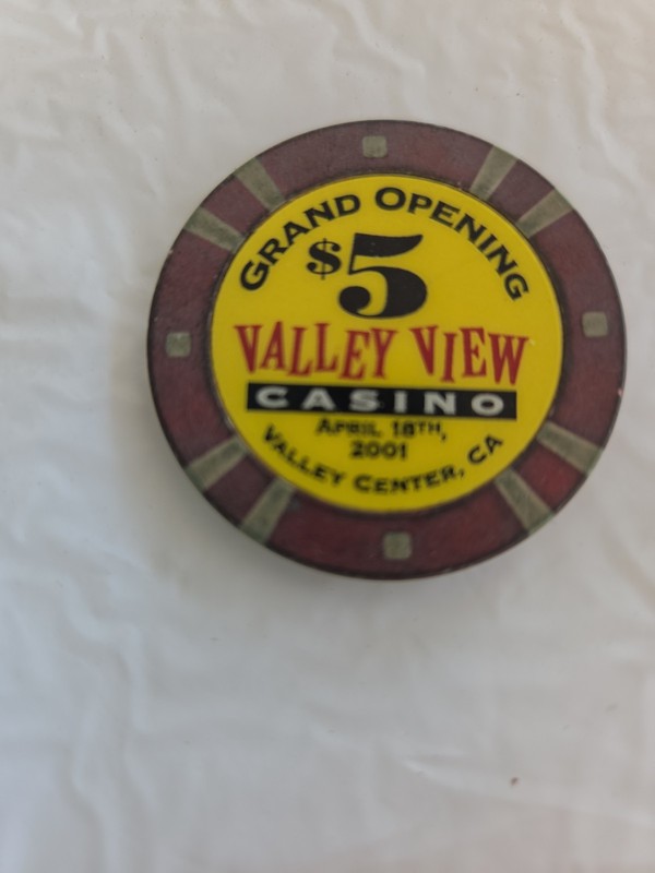 $5 Valley View Valley Center, CA Grand Opening  2001 Casino Gambling Chip