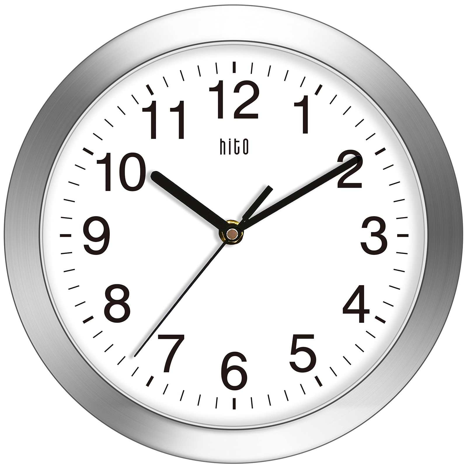 HITO 10 Inch Silent Wall Clock Battery Operated Non Ticking 