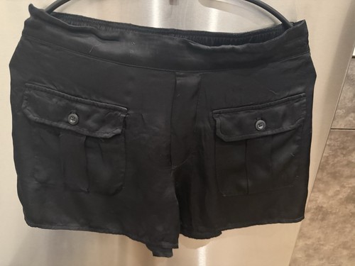 Ralph Lauren Denim & Supply Black Satin Shorts Women's M Button Pocket Stretch