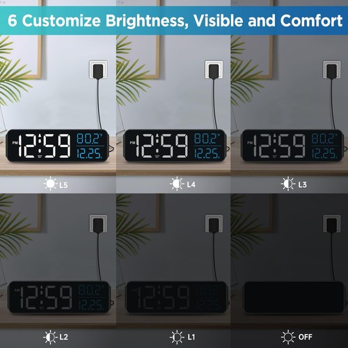 Large Display Digital Alarm Clock for Bedrooms, Date Day of Week Temp Desk Ta... - Picture 3 of 7