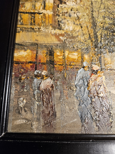 Paris Eiffel Tower Street Scene Framed Oil Artist Unknown - Picture 2 of 7