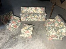 Vintage 1:12 Miniature Floral Living Room Fur...