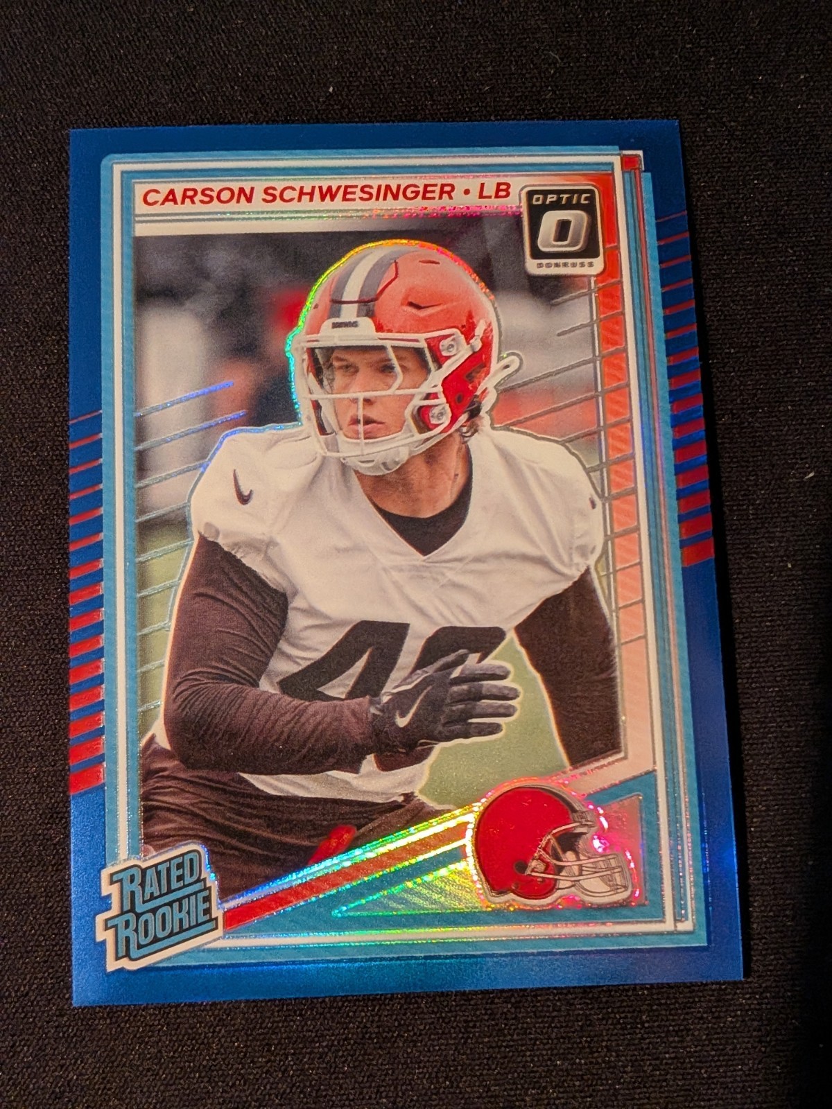 2025 Donruss Optic Carson Schwesinger - /249 Blue Prizm #217 - Cleveland Browns