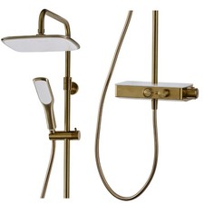 Image of Triton Push Button Thermostatic Bar Mixer Shower Brass Chrome Matte Black + Rail