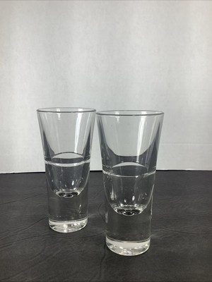 Set Of 2~Clear 2oz Weighted Shot Glasses~Italy