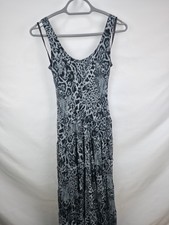 Jones New York Gray Leopard Print Maxi Dress Sleeveless Tiered Mesh Size 2