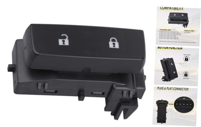 Door Lock Switch Front Left Driver Side, Compatible with Chevrolet Silverado