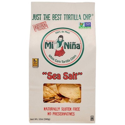 Mi Nina Tortilla Chips Sea Salt White Corn 12 oz. bags | Pack of 3
