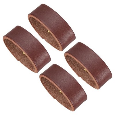 4 Pcs Leather Loop Keeper Belt Keeper for 1.5''/1.6'' Wide Belts Reddish Brown