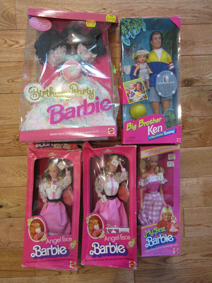 (LOT 5) 2-ANGEL FACE Barbie Doll *Birthday Barbie * First Barbie * Big Bro Ken