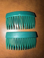 Vintage Hair Combs Fold Over Top 1970  s Retro 2 Green France