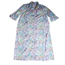 Vintage Models Coat House Dress Robe Snap Floral Granny Cottage M Pastel Cotton