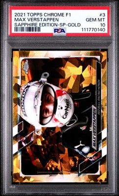 2021 TOPPS CHROME F1 MAX VERSTAPPEN #3 SAPPHIRE EDITION-SP-GOLD 06/50 PSA 10