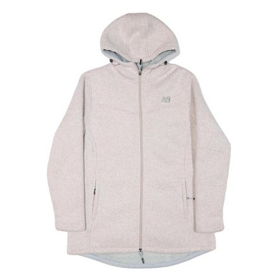 NEW BALANCE Damen Creme Kapuzenjacke Reißverschluss L Leicht Uni Polyester-Mix