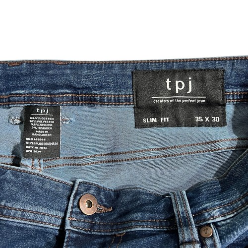Pantalones de mezclilla para hombre TPJ 35x30 (medidos 37x30) ajustados azules The Perfect Jean - Imagen 8 de 9