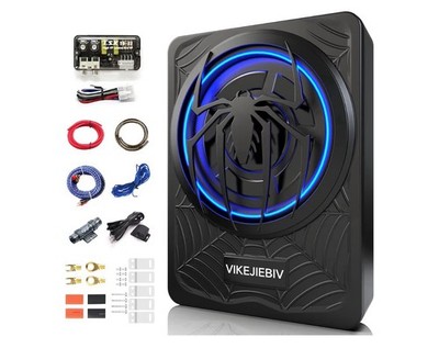 1200W Subwoofer, Slim Underseat Car Subwoofer and Amp Package with Ambient Li...