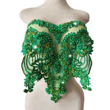 Handmade Red/Blue/Gold/Green Rhinestone Lace Bodice Applique Sewing Beads Crysta