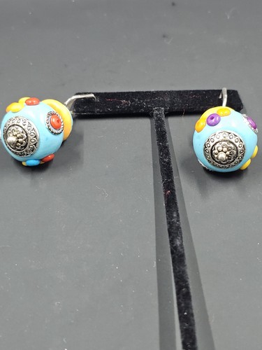 Clay Lampware Sterling Silver Hooks Dangle Earrings,2" X 1" - Picture 7 of 9