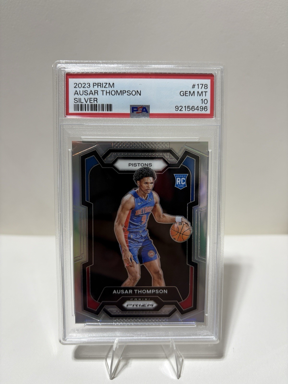 2023-24 Panini Prizm Ausar Thompson #178 Silver Prizm PSA 10 Rookie Pistons NBA