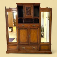 Very Useful Edwardian Oak Compactum / Wardrobe with Drawers and Cupboards c.1910