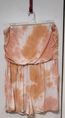 J For Justify Orange Tie Dye Off Shoulder Romper.  Size 3X