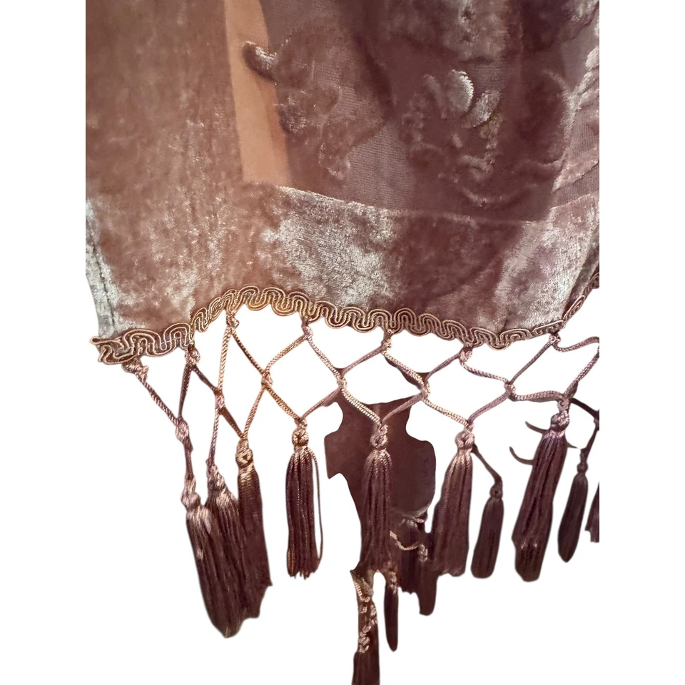 Kimono Wehello Terciopelo Burnout Boho Floral Borla Flecos Rosa Malva Talla Única Foto 3 de 4