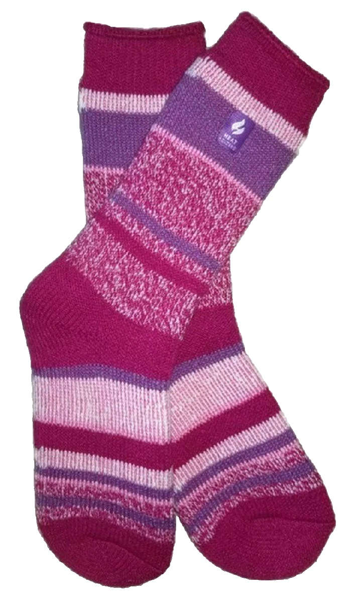 Heat Holders Thermal Twist Striped Socks - Super Warm - Pink, Purple, Fuchsia