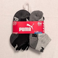 PUMA SOCKS Boys 6 Pair - SMALL Gray Low Cut Shoe: 4-8.5 Sock: 5-6.5 DRYCELL