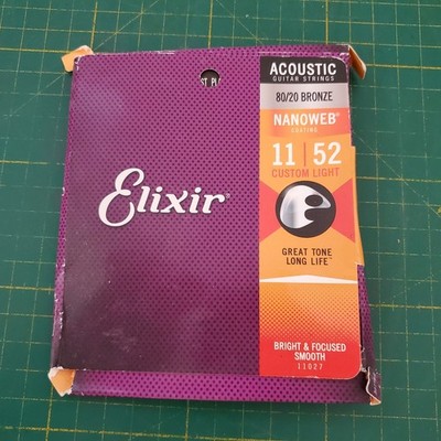 Elixir 16027 Nanoweb Phosphor Bronze Acoustic Guitar Strings 11-52 Neu OVP