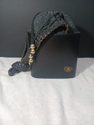 Vintage Gabbrielli Firenze Italian Leather Hard Case Bucket Bag Purse Braided T8