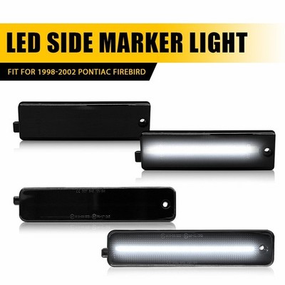 4X Smoke White LED Front Rear Side Marker Lights For 1998-02 Pontiac Firebird EK
