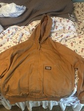 Big Smith H35100GBW Workwear Duck Canvas Lined Jacket Mens XL Hooded Zip Brown