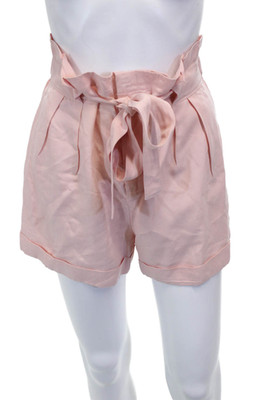 Club Monaco Womens Paperbag Tie Waist Lyocell Shorts Pink Size 2