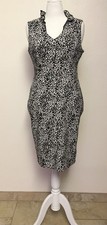 Calvin Klein Sleeveless Ruffled Neck Black & White Textured Sheath Dress Size 12