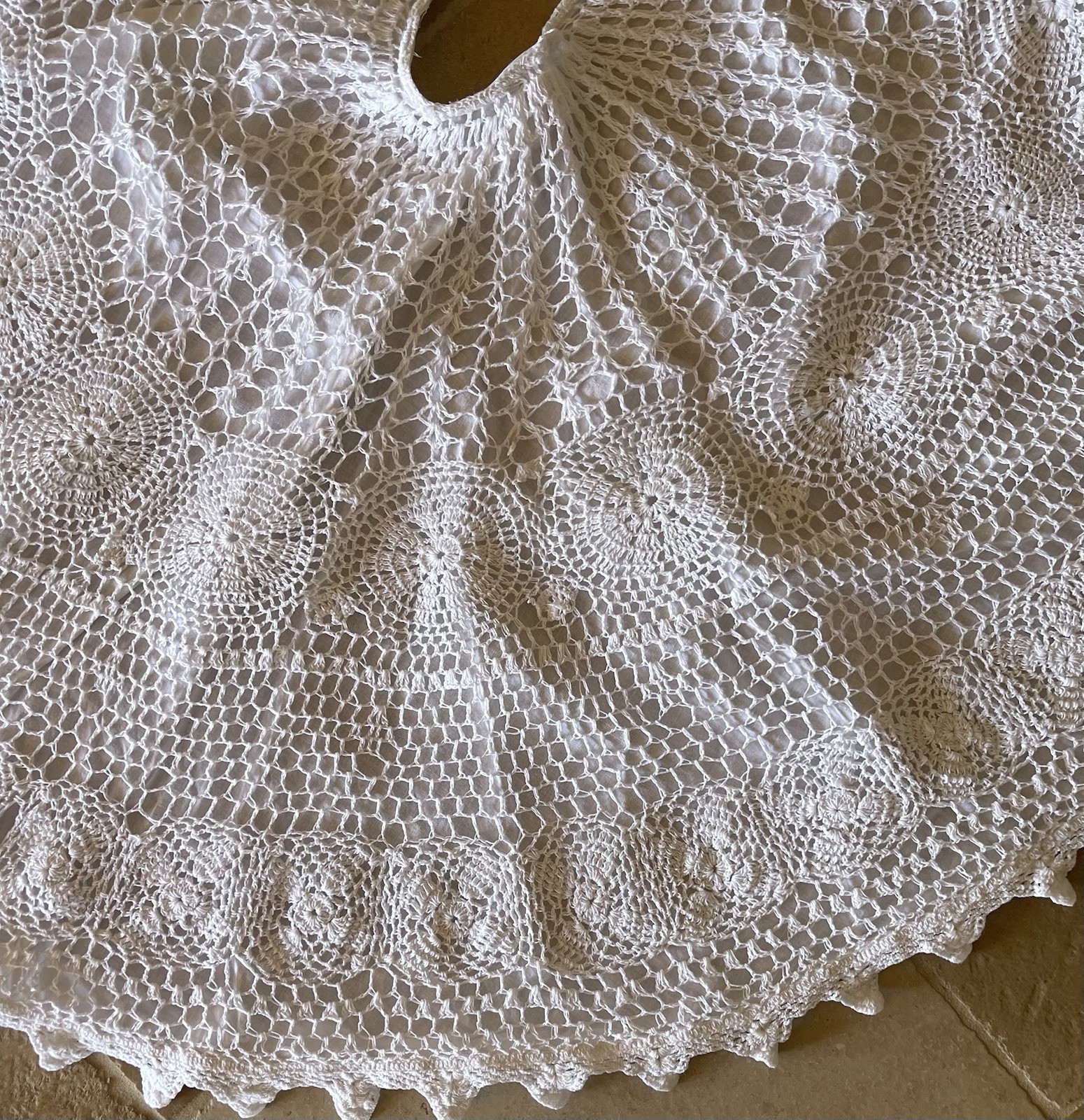 Vintage Crochet Christmas Tree Skirt and/or Crochet Lace Cape