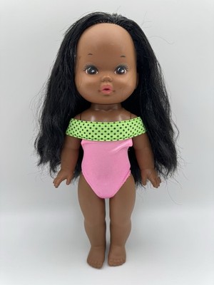 Vintage 1988 Mattel Lil Miss Magic Hair African American Doll Black Pink Green