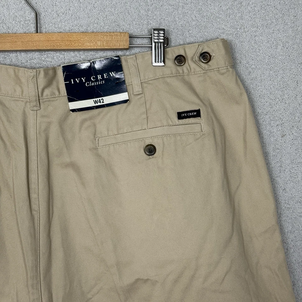 Shorts chino Ivy Crew masculino 42 x 9 plissado cáqui 100% algodão casual preppy novo com etiquetas - Imagem 3 de 4