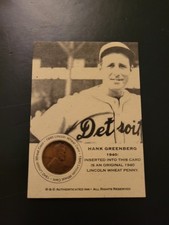 Hank Greenberg Authenticated Ink 1940 Lincoln Wheat Penny Card