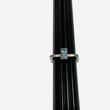 Aquamarine Sterling Silver Ring March Birthstone Square Shank Stackable Band