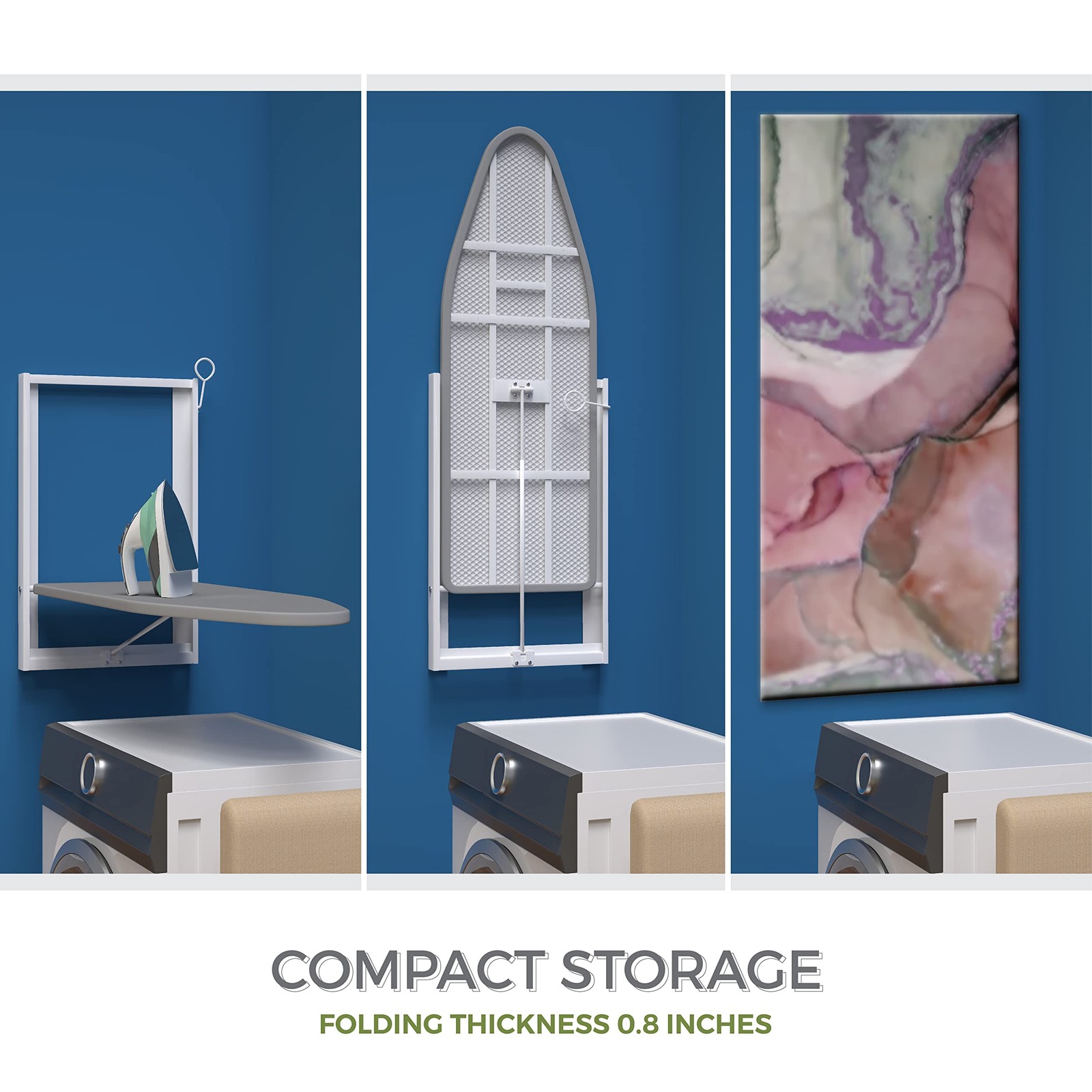 Wall Mounted Ironing Board 36.2"X12.2"Compact Fold Down for Small Spaces Saving