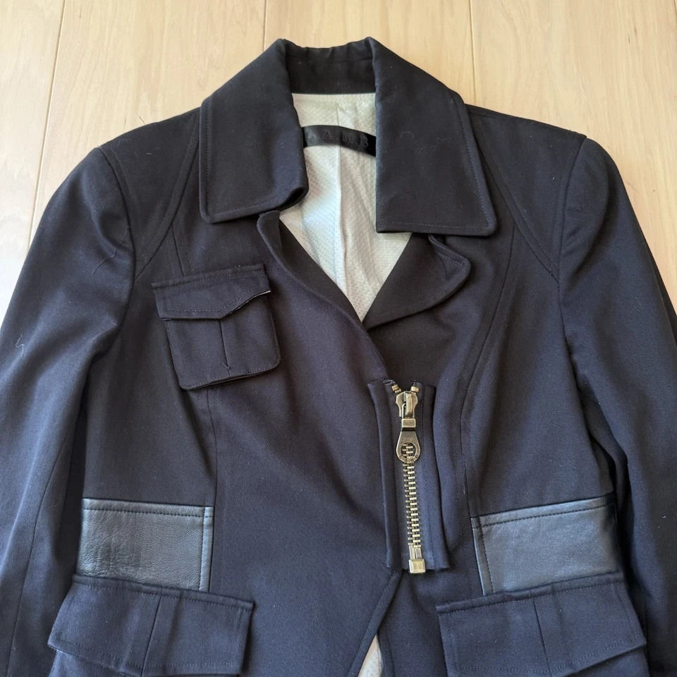 L.A.M.B. Chaqueta de moto para mujer 2 blazer negro diseñador New York Glam Foto 3 de 4