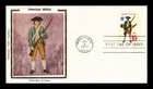US COVER AMERICAN MILITIA MILTIARY UNIFORMS FDC COLORANO SILK CACHET