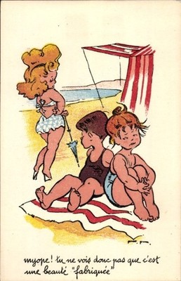 Künstler Ak Kinder am Strand, myope! tu ne vois donc pas que c'est... - 4350844