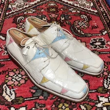 Mens Vintage Mauri Genuine Alligator Bone Multicolor Lace Up Shoes, Sz. 8